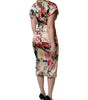 Dolce & Gabbana Multicolor Floral Short Sleeves Sheath Midi Dress