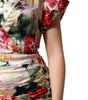 Dolce & Gabbana Multicolor Floral Short Sleeves Sheath Midi Dress
