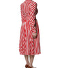 Dolce & Gabbana White Red Stripes Long Sleeves Midi Dress