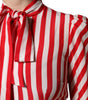 Dolce & Gabbana White Red Stripes Long Sleeves Midi Dress