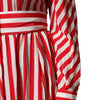 Dolce & Gabbana White Red Stripes Long Sleeves Midi Dress