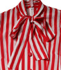 Dolce & Gabbana White Red Stripes Long Sleeves Midi Dress