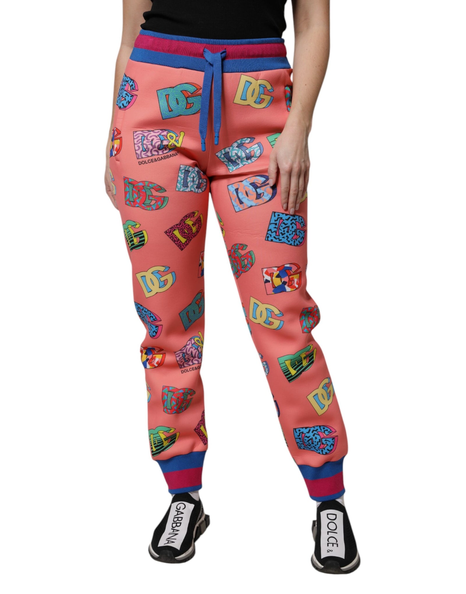 Dolce &amp; Gabbana Pink Logo Monogram Jogger Sweatpants Pants