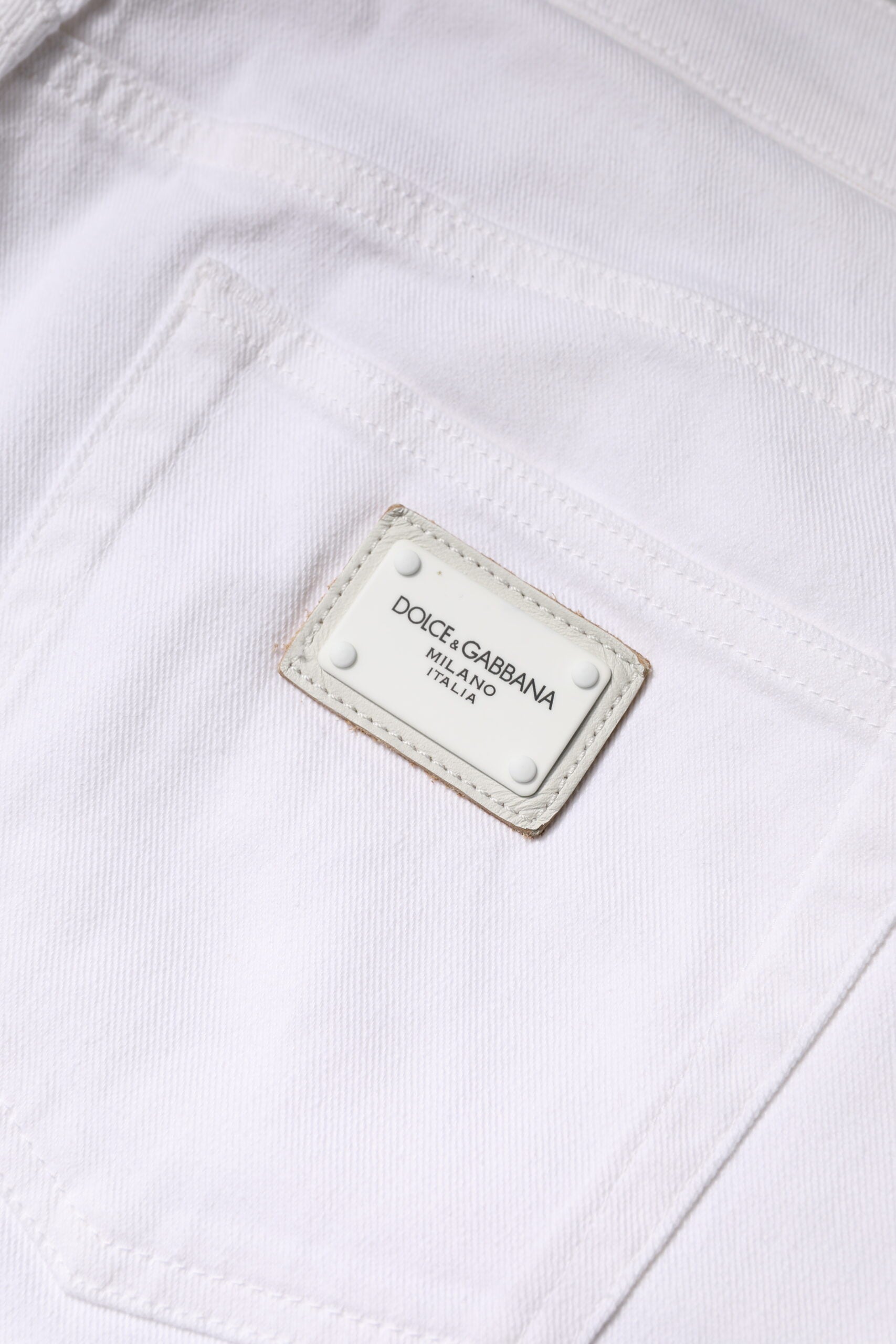 Dolce &amp; Gabbana White Cotton Mid Waist Skinny Denim Jeans
