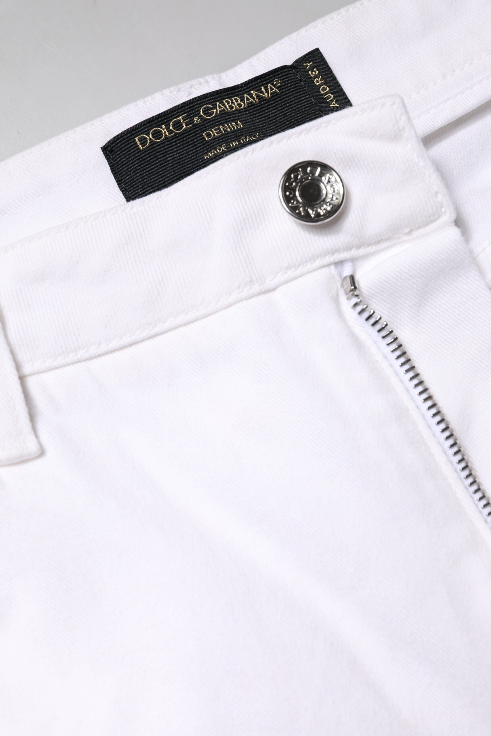 Dolce &amp; Gabbana White Cotton Mid Waist Skinny Denim Jeans