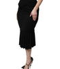 Dolce & Gabbana Black Mermaid Cut High Waist Midi Skirt