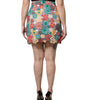 Dolce & Gabbana Multicolor Floral Lace High Waist Mini Skirt