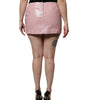 Dolce & Gabbana Glossy Pink Cotton High Waist Mini Skirt
