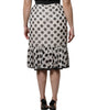 Dolce & Gabbana White Black Polka Dots Knee Length Skirt