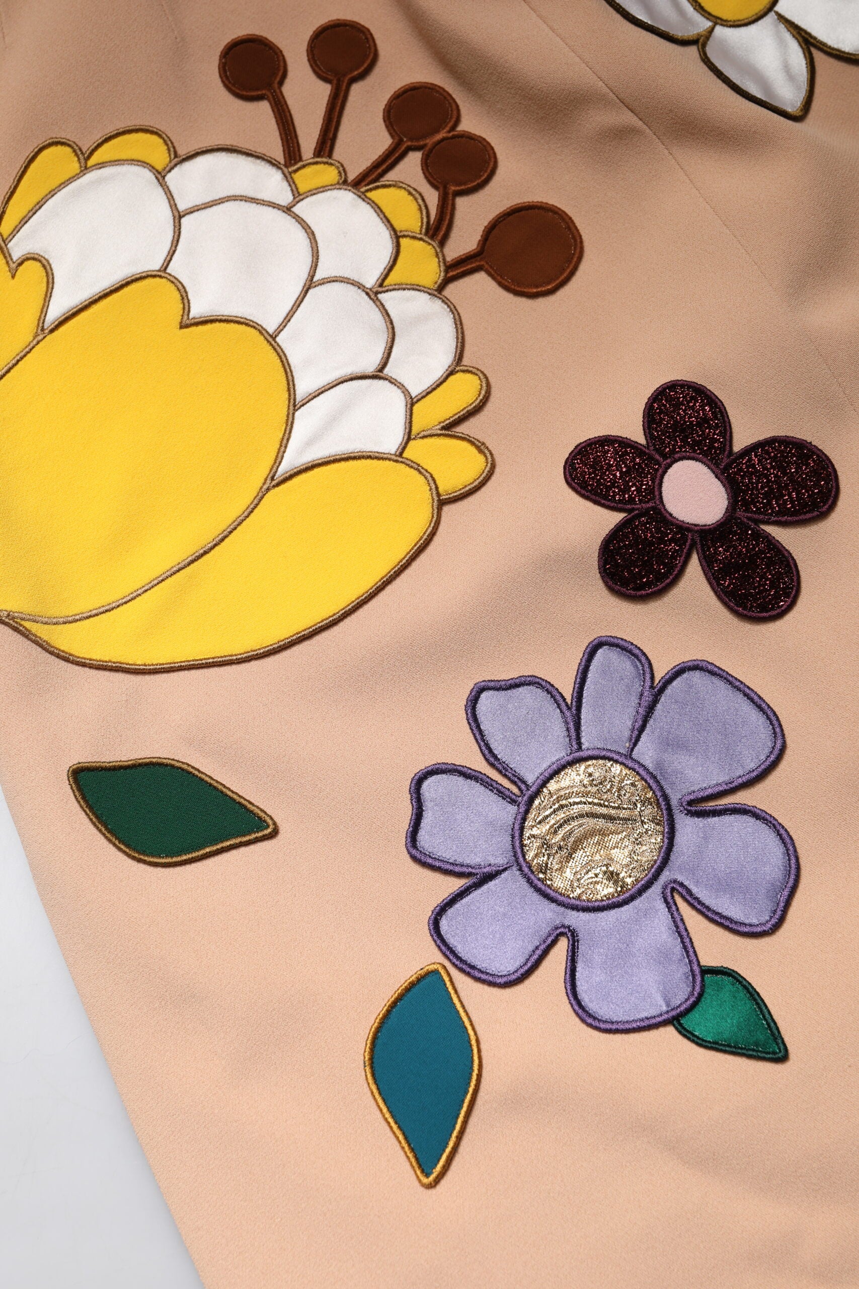 Jupe crayon taille haute à fleurs beige Dolce &amp; Gabbana