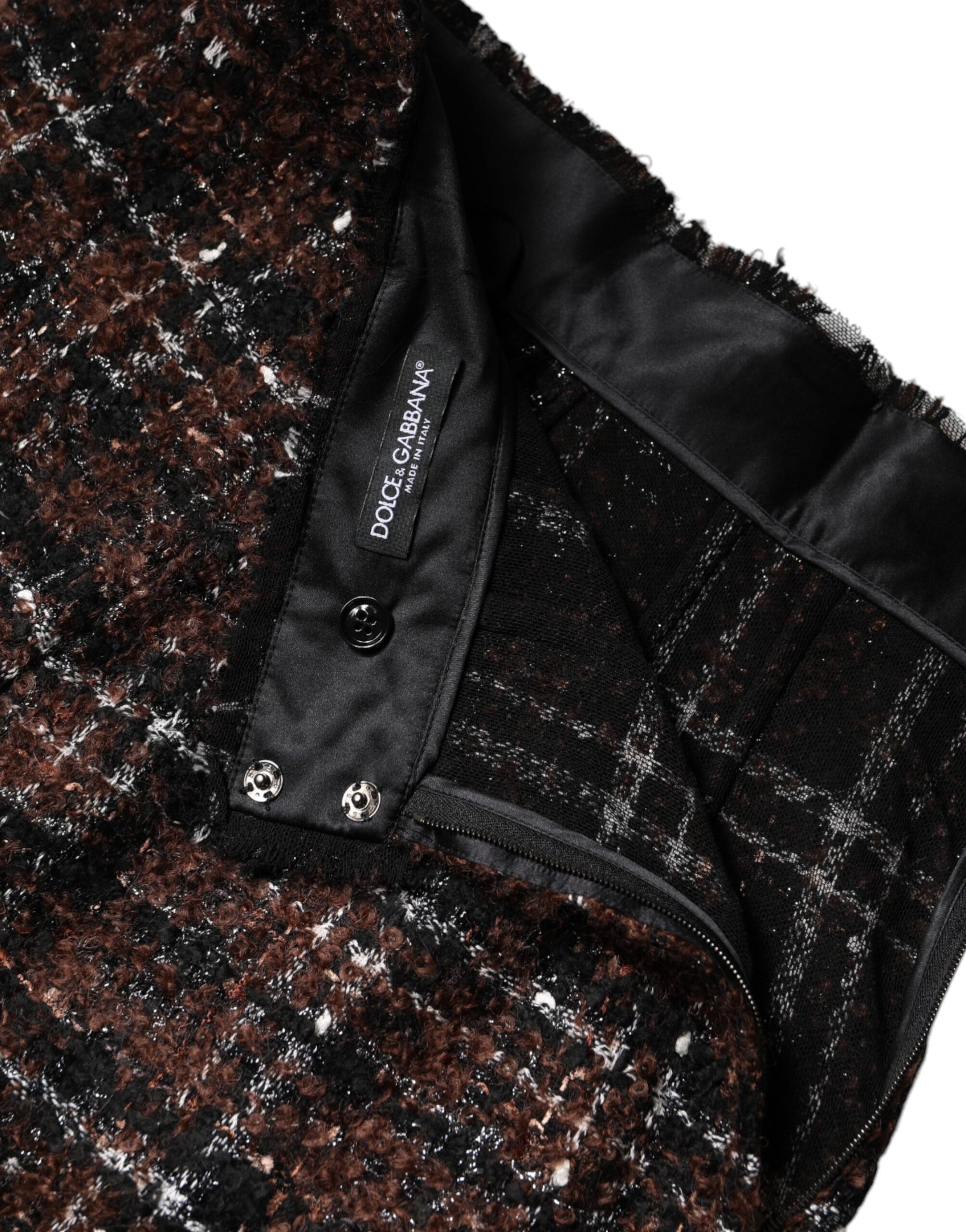Jupe crayon taille haute en tweed tartan multicolore Dolce &amp; Gabbana