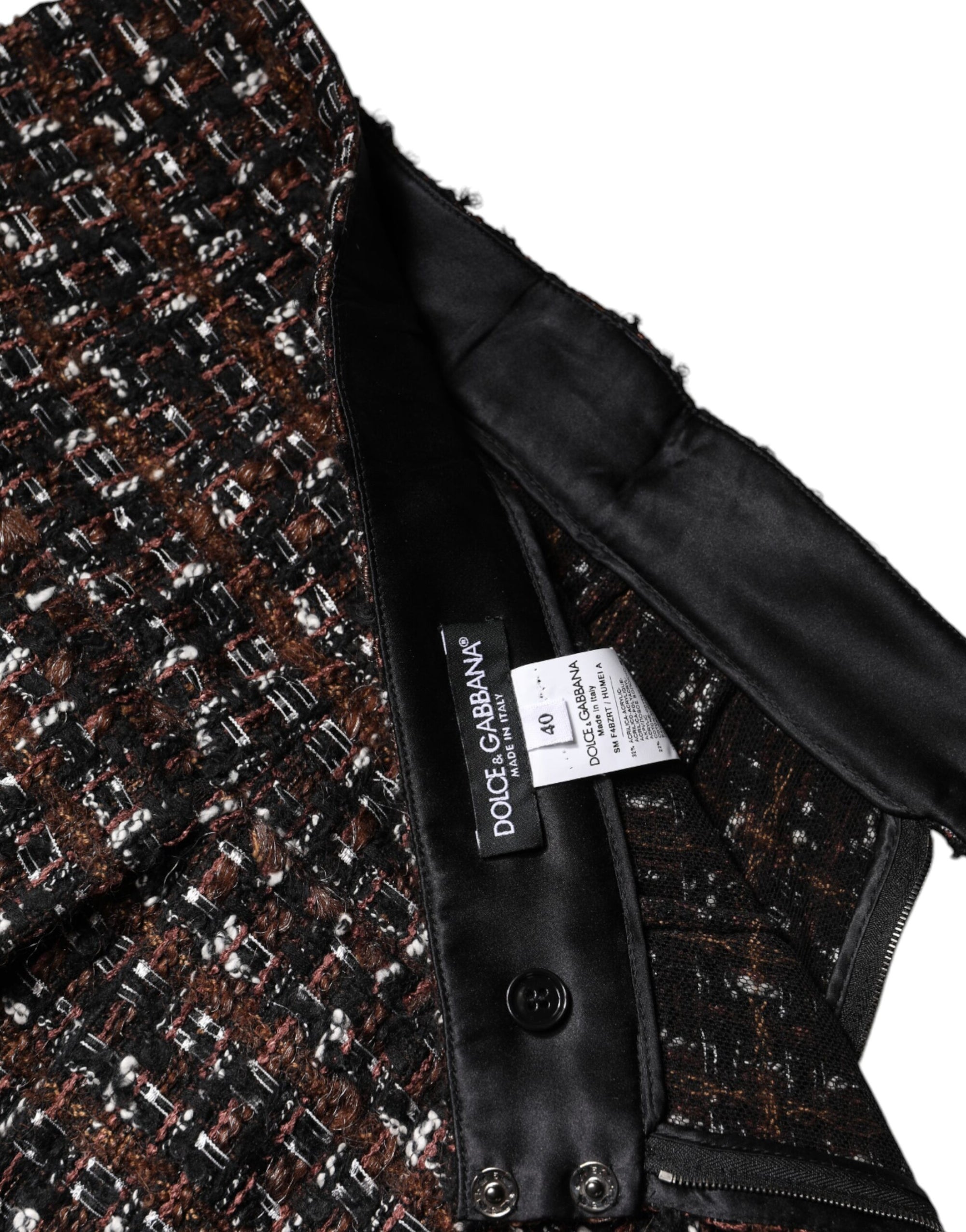 Mini-jupe taille haute en tweed tartan multicolore Dolce &amp; Gabbana