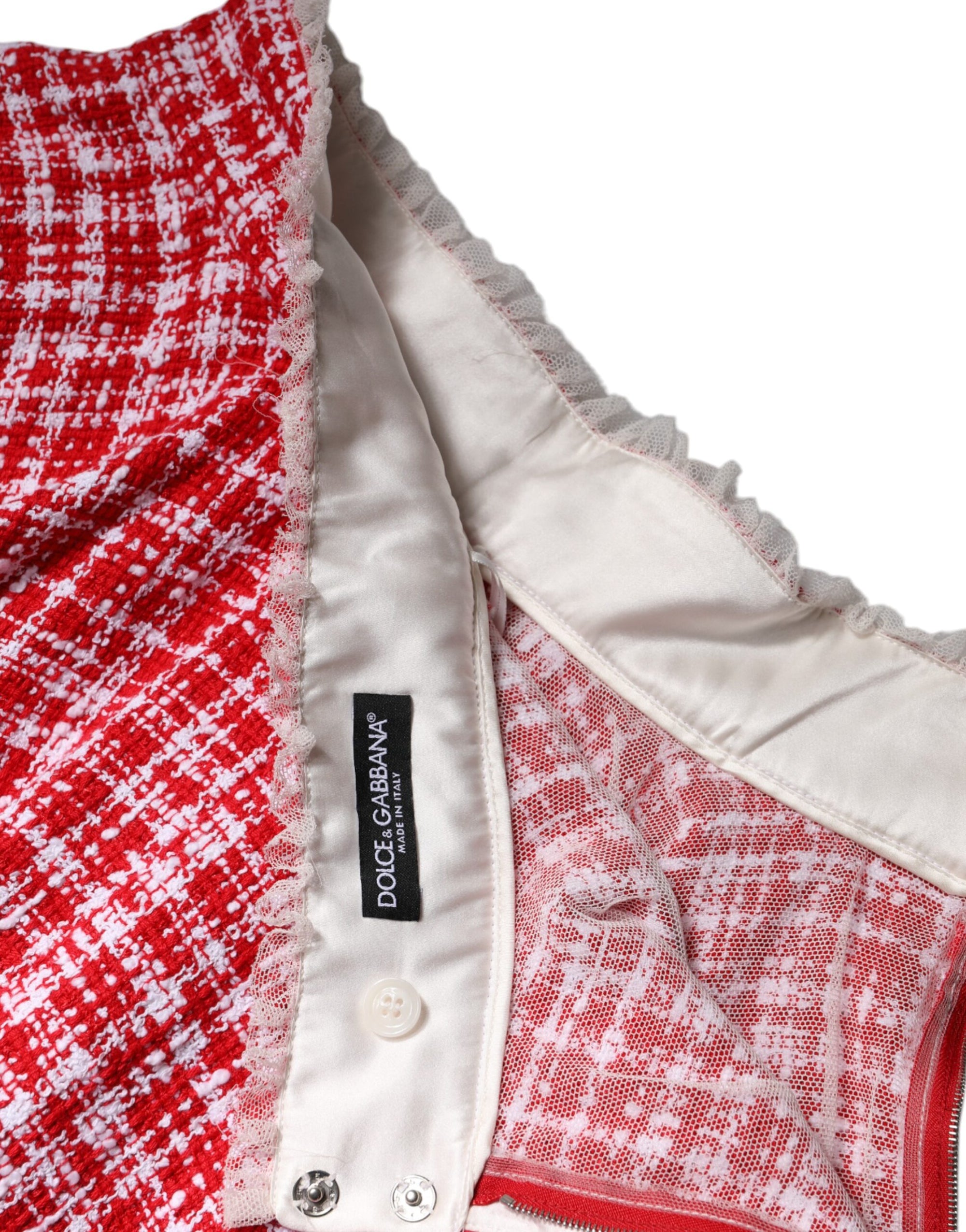 Jupe trapèze taille haute rouge et blanche Dolce &amp; Gabbana au-dessus du genou