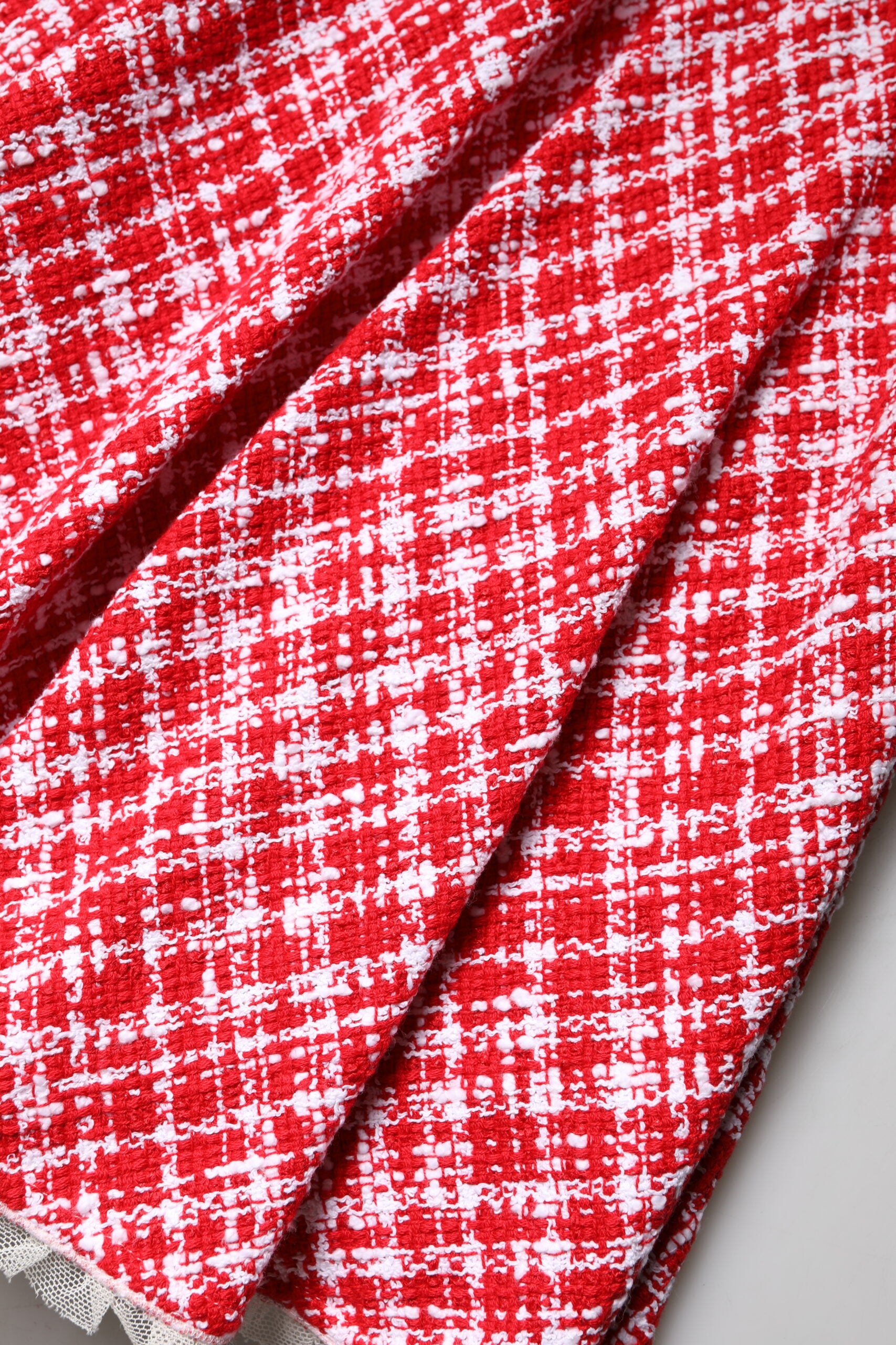 Jupe trapèze taille haute rouge et blanche Dolce &amp; Gabbana au-dessus du genou