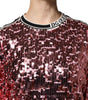 Dolce & Gabbana Pink DG Queen Sequin Pullover Sweater