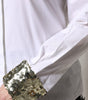 Dolce & Gabbana Haut chemise à manches longues en coton blanc à paillettes