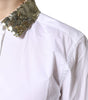 Dolce & Gabbana Haut chemise à manches longues en coton blanc à paillettes