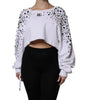 Dolce & Gabbana White Embellished Long Sleeve Cropped Sweater
