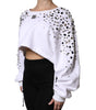 Dolce & Gabbana White Embellished Long Sleeve Cropped Sweater