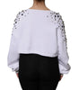 Dolce & Gabbana White Embellished Long Sleeve Cropped Sweater