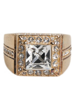 Dolce &amp; Gabbana Gold Tone Sterling Silver 925 Crystals Ring