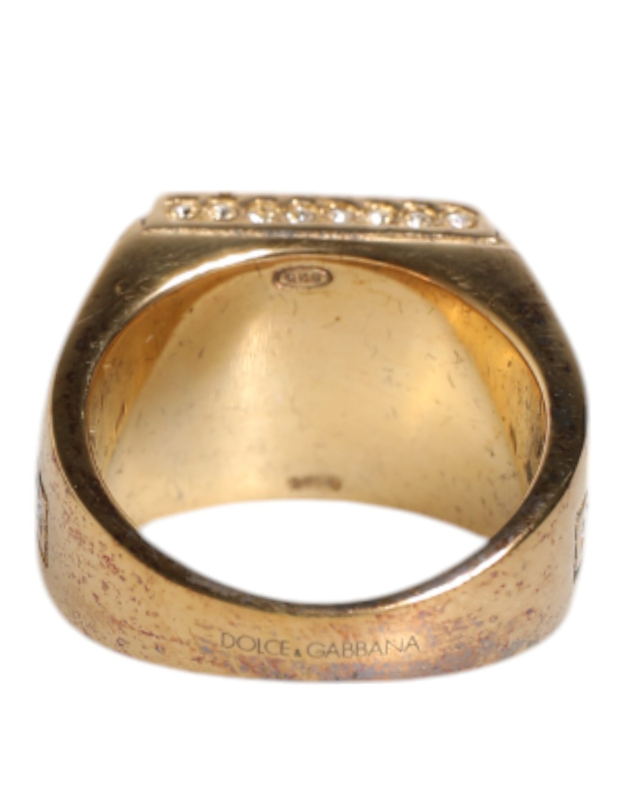 Dolce &amp; Gabbana Gold Tone Sterling Silver 925 Crystals Ring