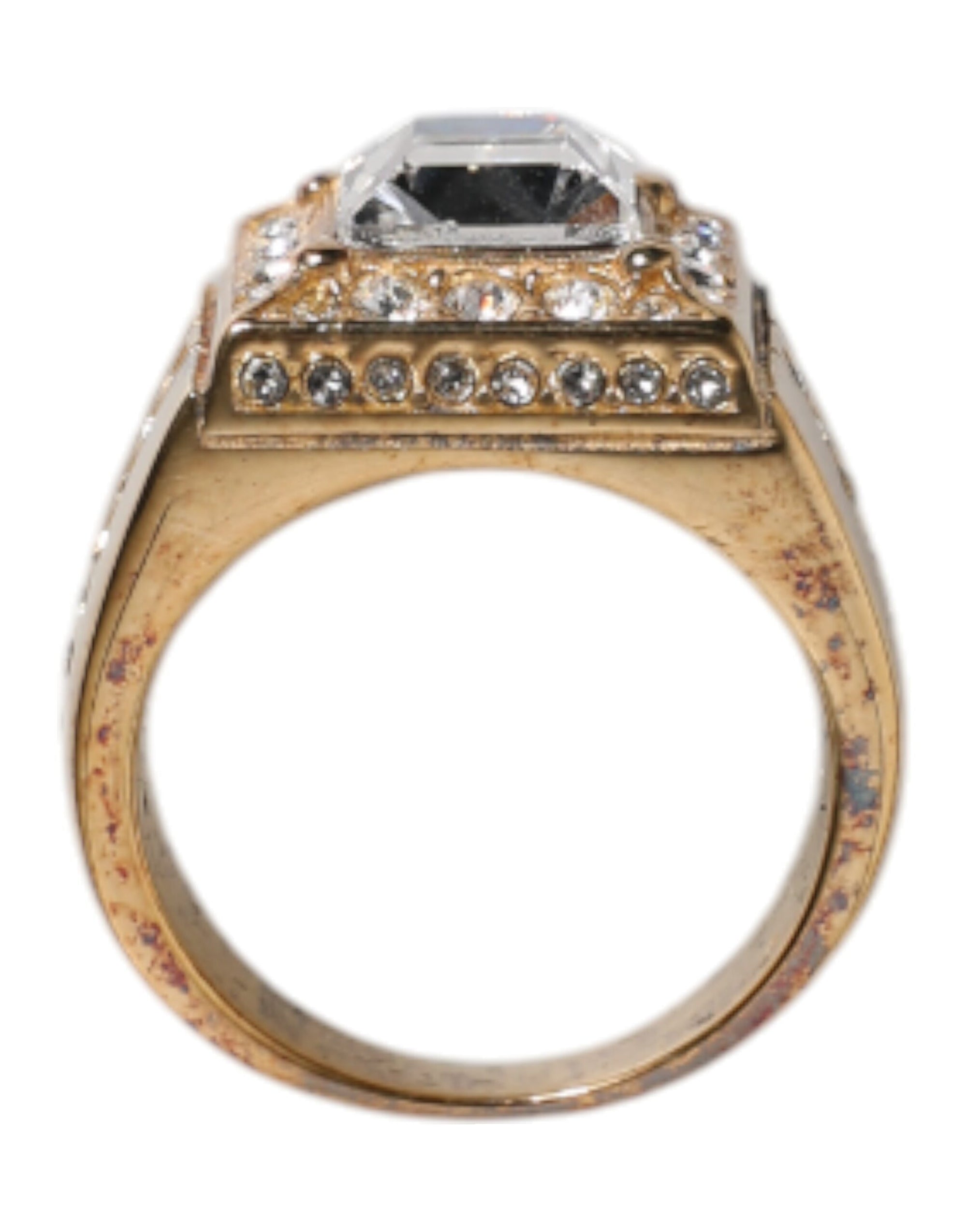 Dolce &amp; Gabbana Gold Tone Sterling Silver 925 Crystals Ring