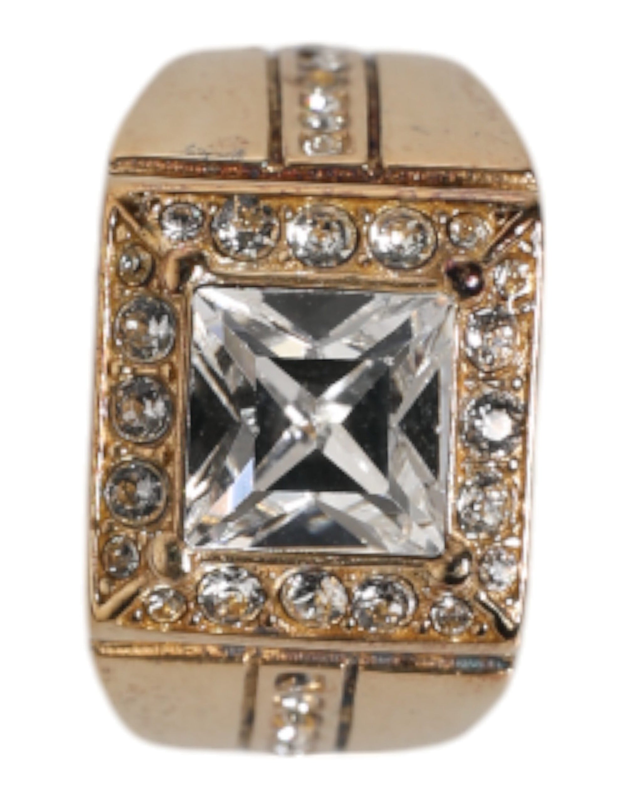 Dolce &amp; Gabbana Gold Tone Sterling Silver 925 Crystals Ring