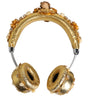 Casque audio Dolce &amp; Gabbana en cuir doré avec motif floral et cristaux Angel
