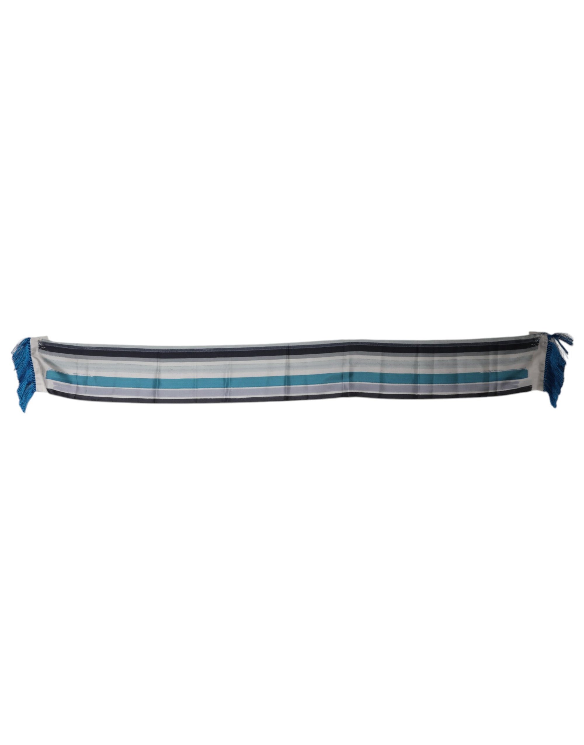 Dolce &amp; Gabbana Multicolor Stripes Silk Fringes Neck Foulard Scarf