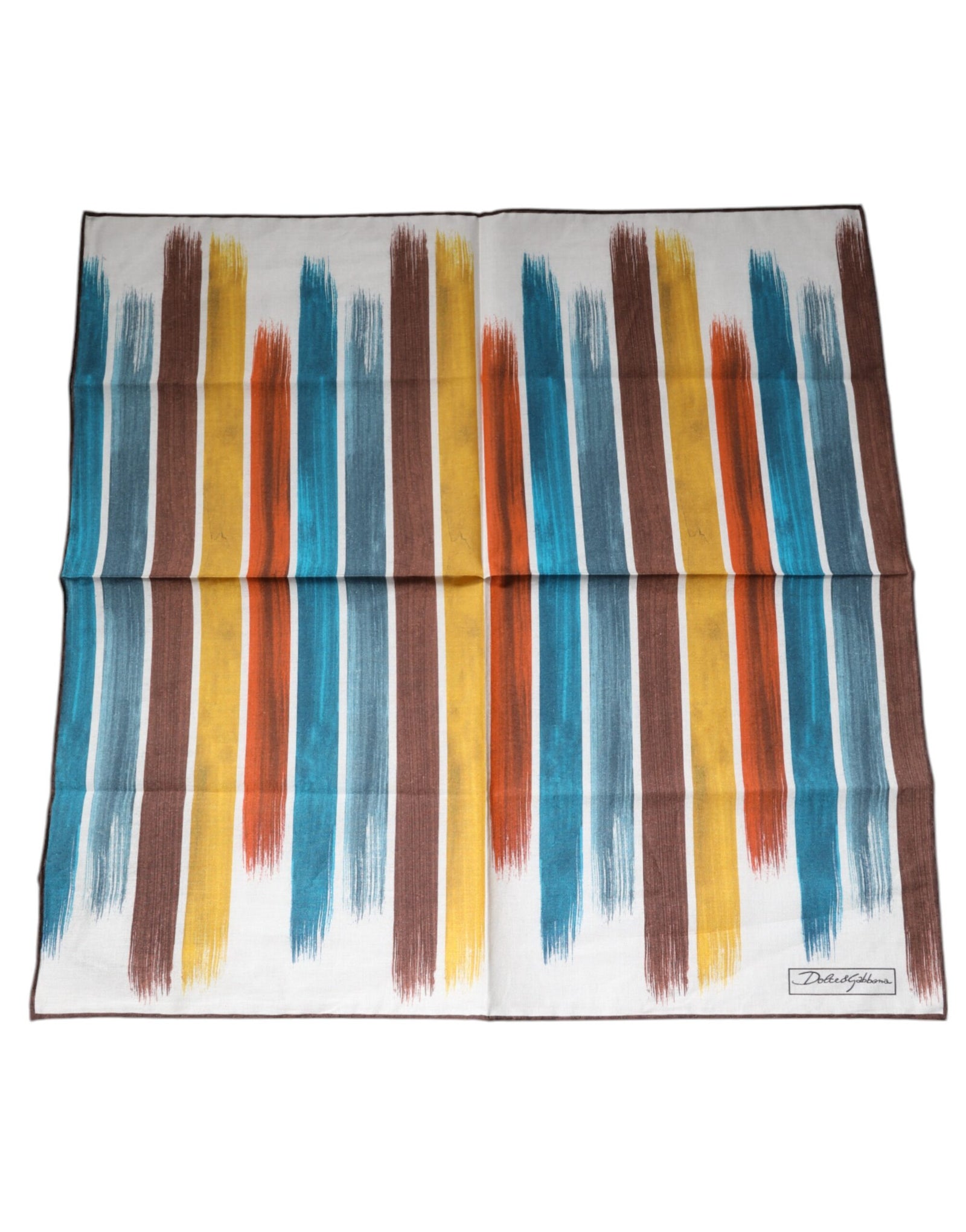 Dolce &amp; Gabbana Multicolor Stripes Cotton Square Foulard Scarf