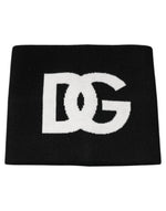 Dolce &amp; Gabbana Black Cashmere DG Logo Square Handkerchief Scarf