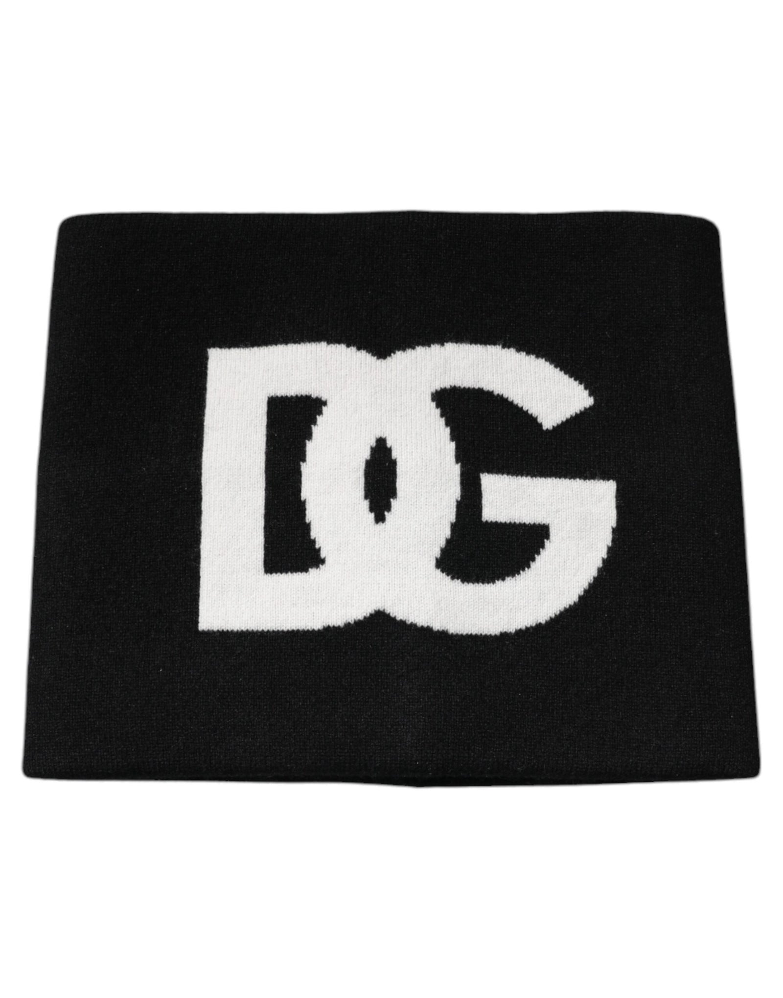 Dolce &amp; Gabbana Black Cashmere DG Logo Square Handkerchief Scarf
