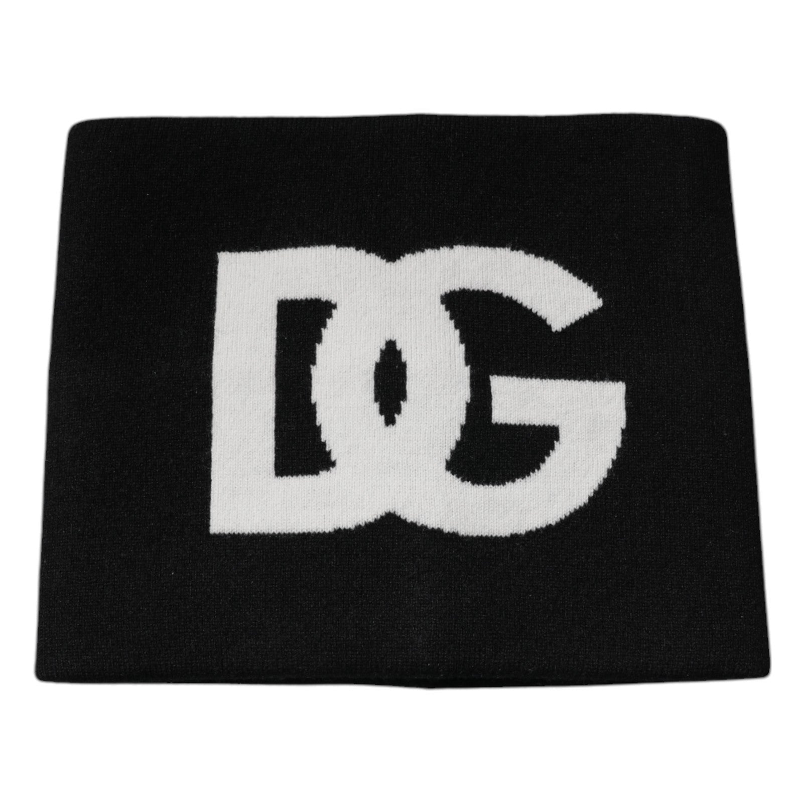 Dolce &amp; Gabbana Black Cashmere DG Logo Square Handkerchief Scarf