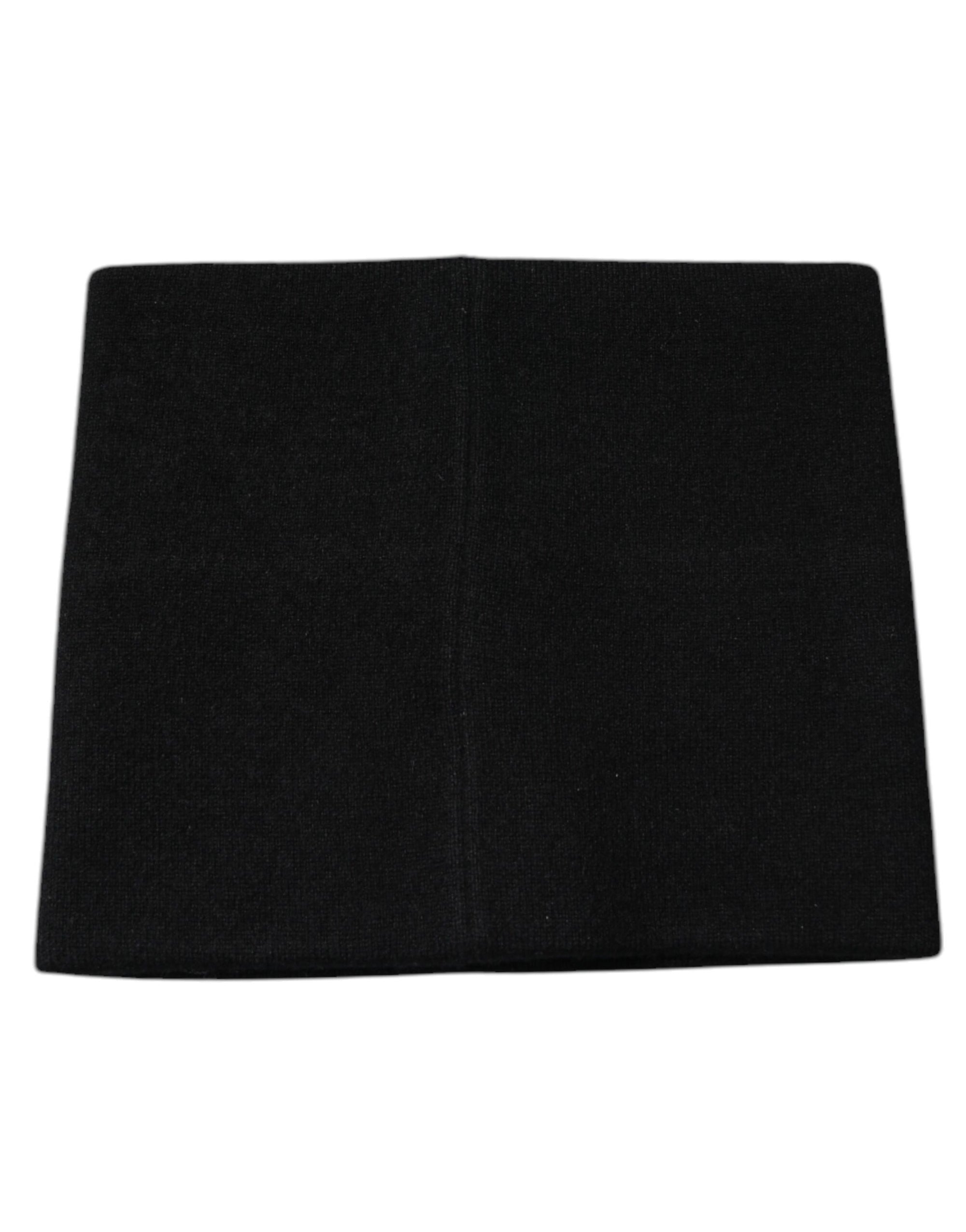 Dolce &amp; Gabbana Black Cashmere DG Logo Square Handkerchief Scarf