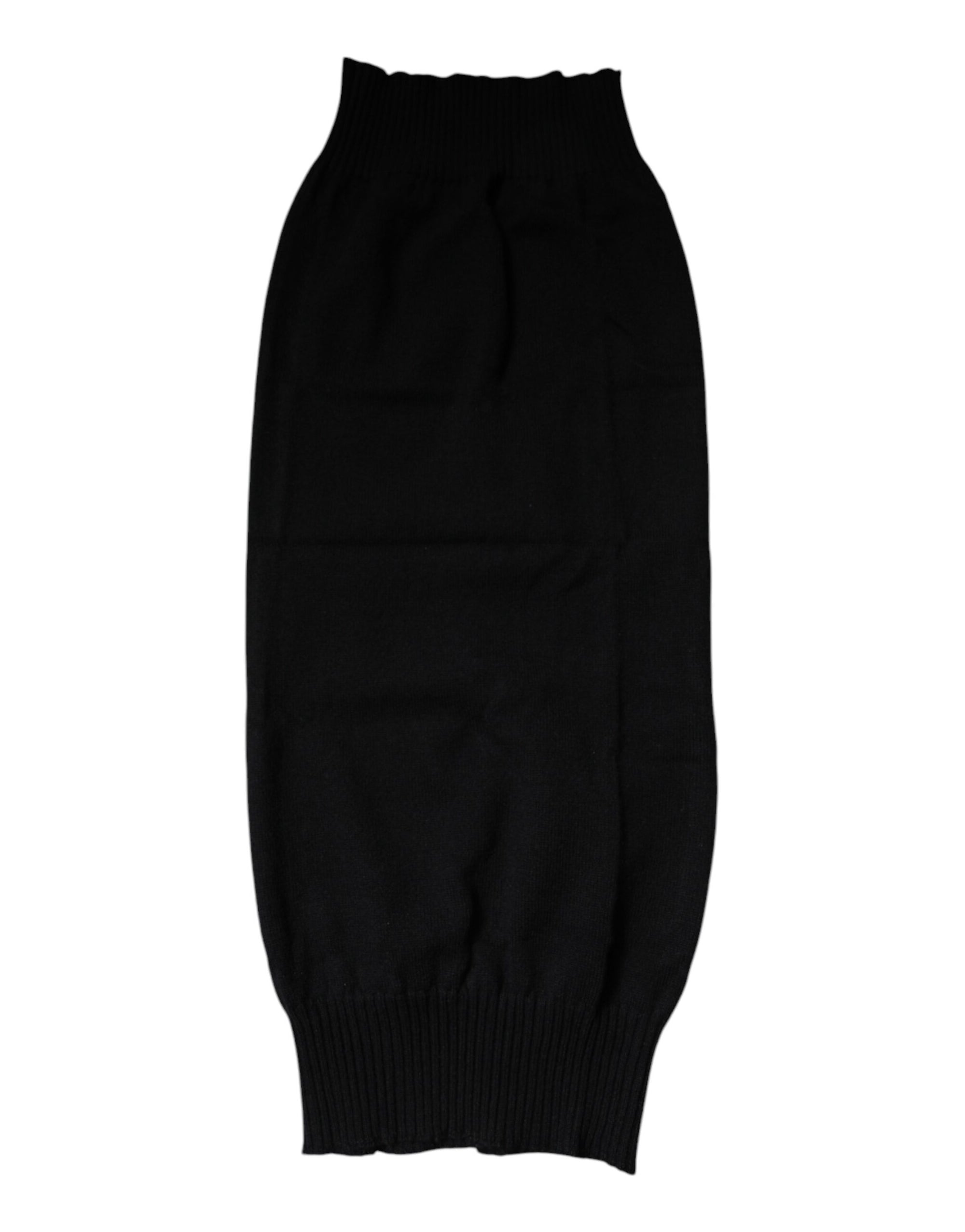 Dolce &amp; Gabbana Black Cashmere Knitted Neck Warmer Foulard Scarf