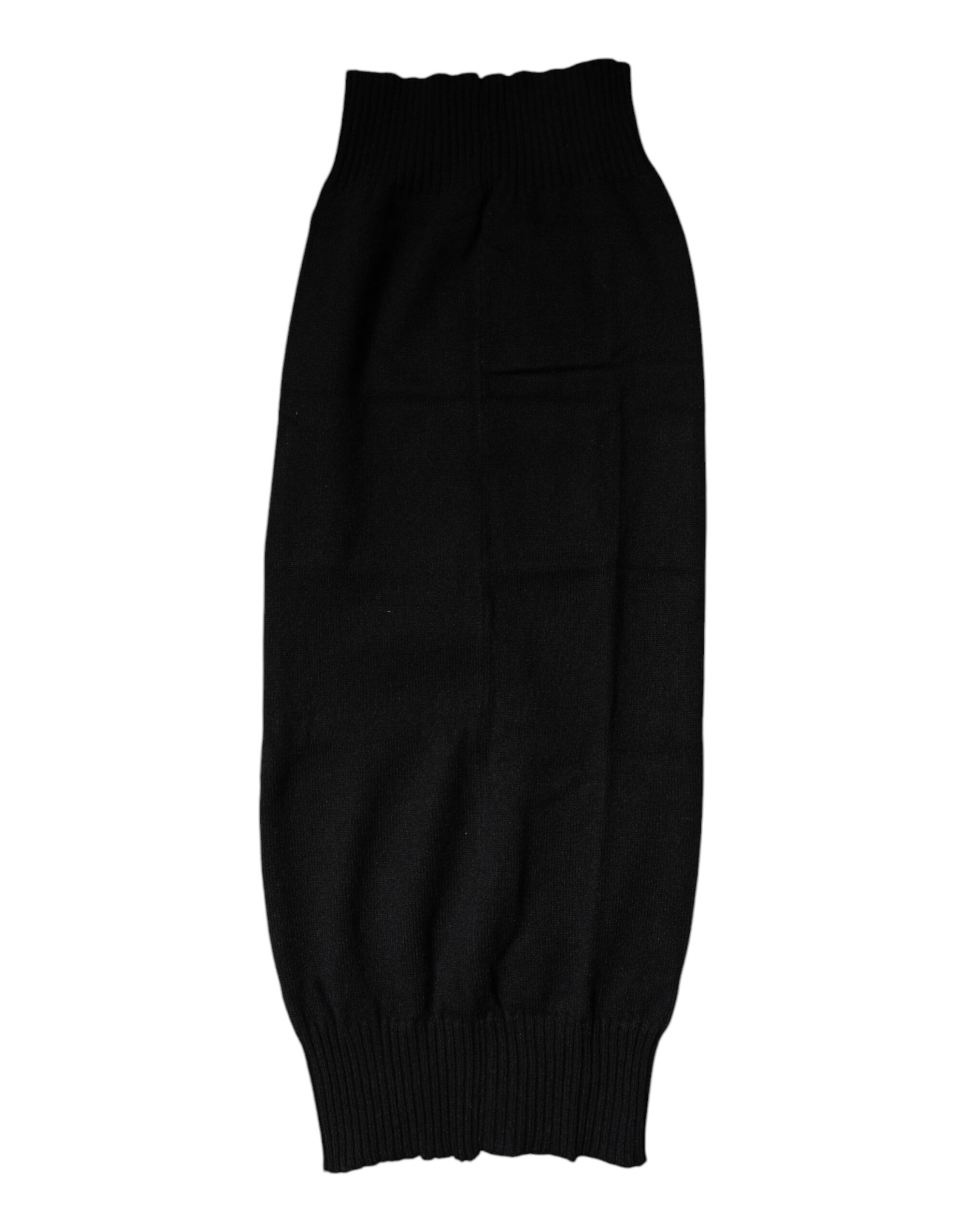 Dolce &amp; Gabbana Black Cashmere Knitted Neck Warmer Foulard Scarf