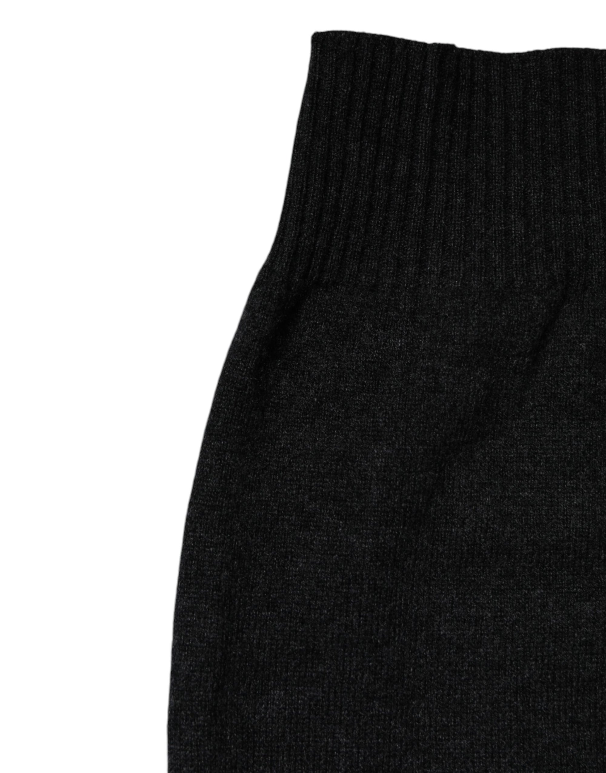 Dolce &amp; Gabbana Black Cashmere Knitted Neck Warmer Foulard Scarf