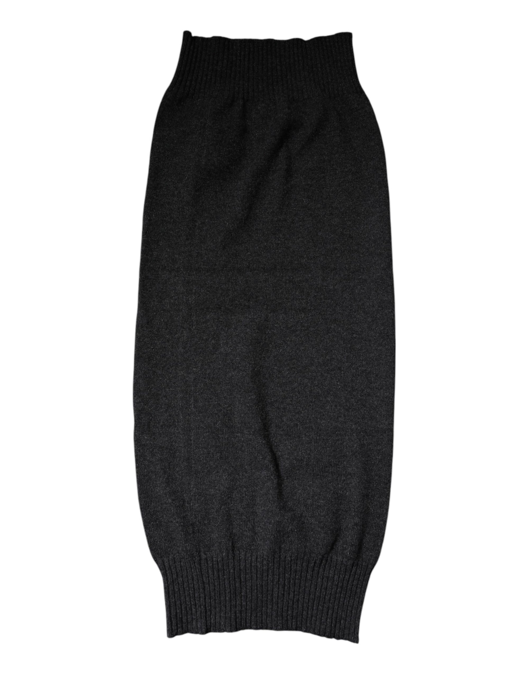 Dolce &amp; Gabbana Black Cashmere Knitted Neck Warmer Foulard Scarf