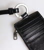 Portefeuille porte-cartes en cuir noir Dolce &amp; Gabbana avec logo en relief
