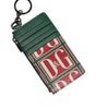 Portefeuille porte-cartes Dolce &amp; Gabbana en cuir de veau vert avec logo imprimé monogramme