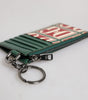 Portefeuille porte-cartes Dolce &amp; Gabbana en cuir de veau vert avec logo imprimé monogramme