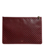 Dolce &amp; Gabbana Burgundy Black Logo Embellished Men Zip Flat Pouch Bag