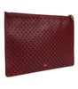 Dolce &amp; Gabbana Burgundy Black Logo Embellished Men Zip Flat Pouch Bag