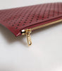 Dolce &amp; Gabbana Burgundy Black Logo Embellished Men Zip Flat Pouch Bag