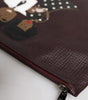 Dolce & Gabbana Brown Leather #DGFAMILY Embellished Men Clutch Pouch Bag