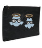 Dolce & Gabbana Black Leather #DGFAMILY Embellished Men Zip Pouch Bag