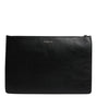 Dolce & Gabbana Black Leather #DGFAMILY Embellished Men Zip Pouch Bag