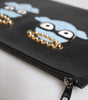Dolce & Gabbana Black Leather #DGFAMILY Embellished Men Zip Pouch Bag