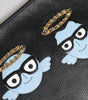 Dolce & Gabbana Black Leather #DGFAMILY Embellished Men Zip Pouch Bag